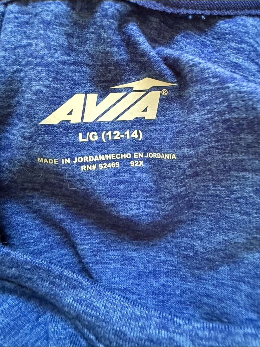 Avia: Classic Long-Sleeve Athletic Crewneck Top - Blue with Thumb Holes